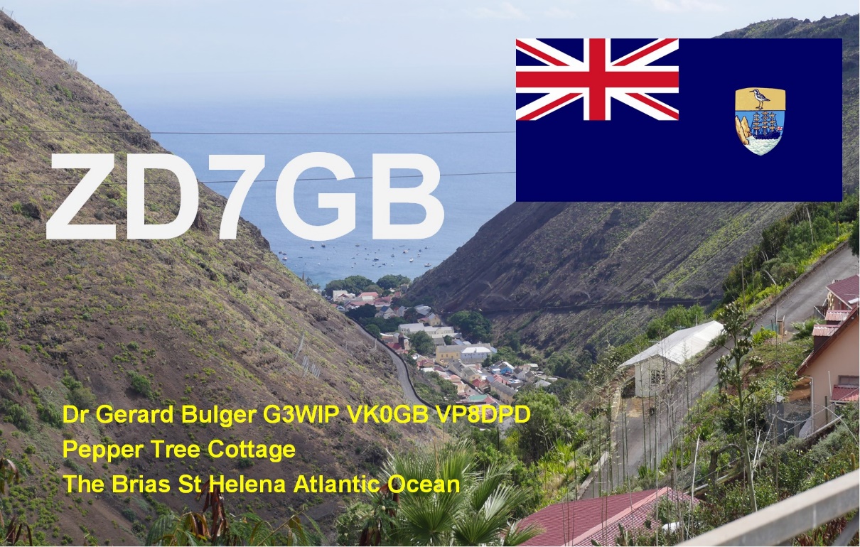 Snowy St Helena landscape with a flag and a pole